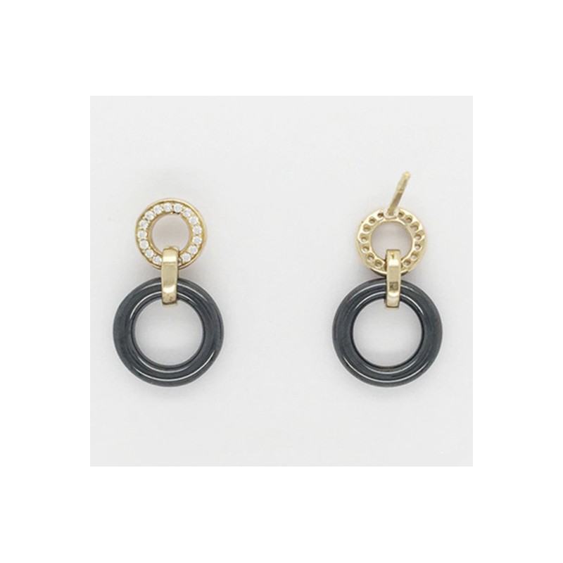 Boucles d'oreilles pendantes femme EMILY phebus en plaqué or et céramique avec oxydes de zirconium