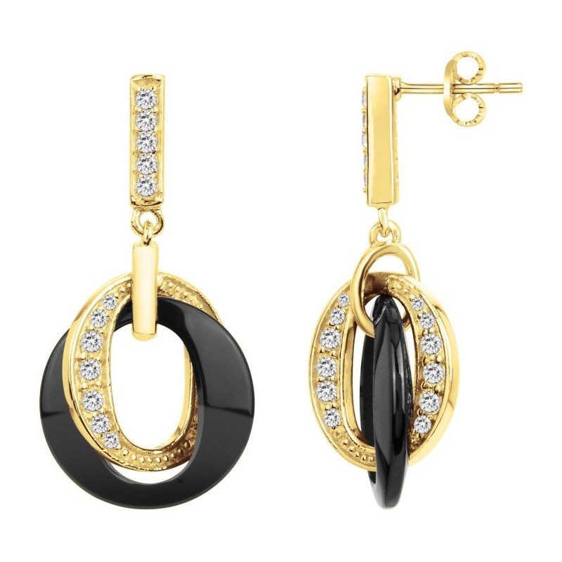 Boucles d'oreilles pendantes femme phebus en plaqué or et céramique avec oxydes de zirconium