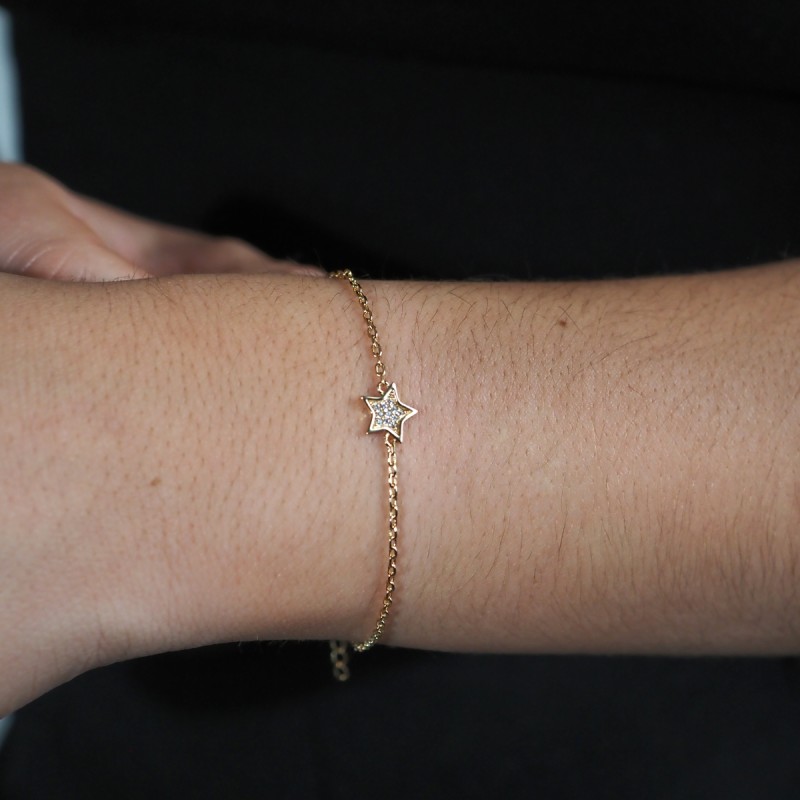 Bracelet Femme Carador en Plaqué Or et Oxydes de zirconium Motif étoile Maille forçat