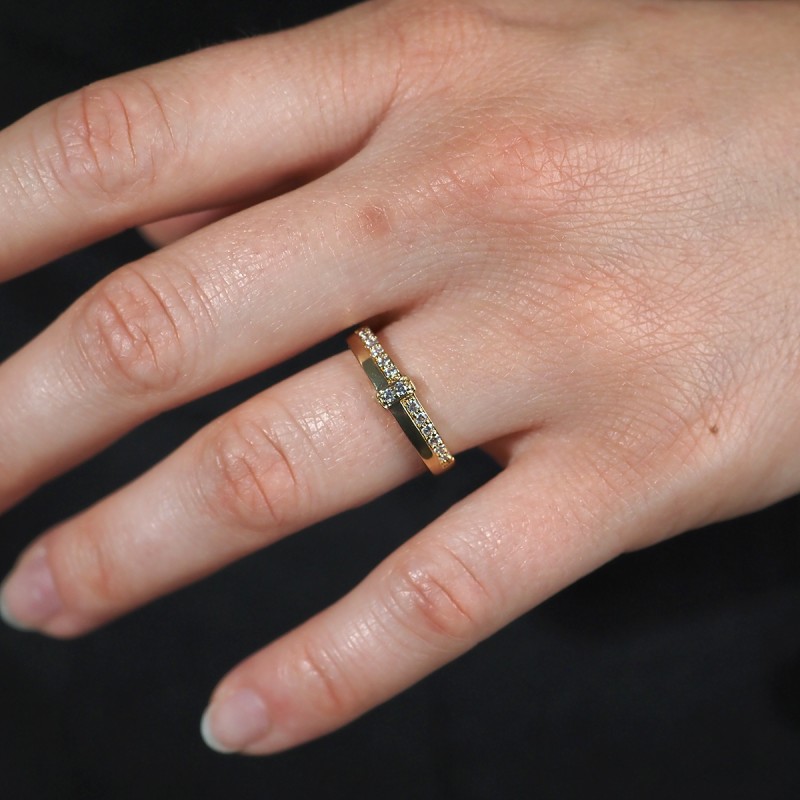Bague Fantaisie femme carador en plaqué or avec oxydes de zirconium