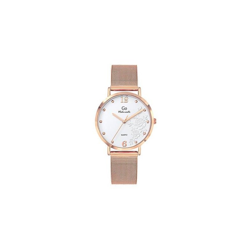 Montre Go femme bracelet Acier doré rose milanais