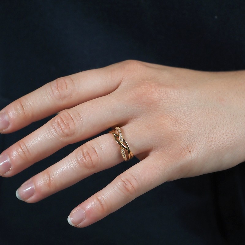 Bague fantaisie femme carador en plaqué or avec oxydes de zirconium