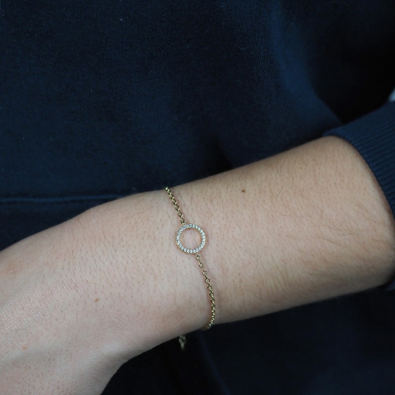 Bracelet femme carador en plaqué or avec oxydes de zirconium motif cercle serti