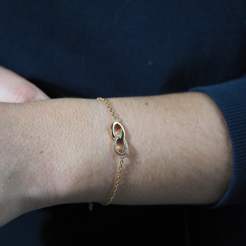 Bracelet fantaisie femme carador en plaqué or avec oxydes de zirconium cercles entrelacés