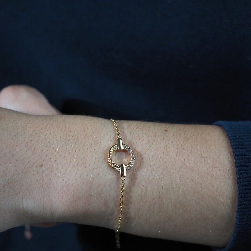 Bracelet fantaisie femme carador en plaqué or avec oxydes de zirconium cercles entrelacés