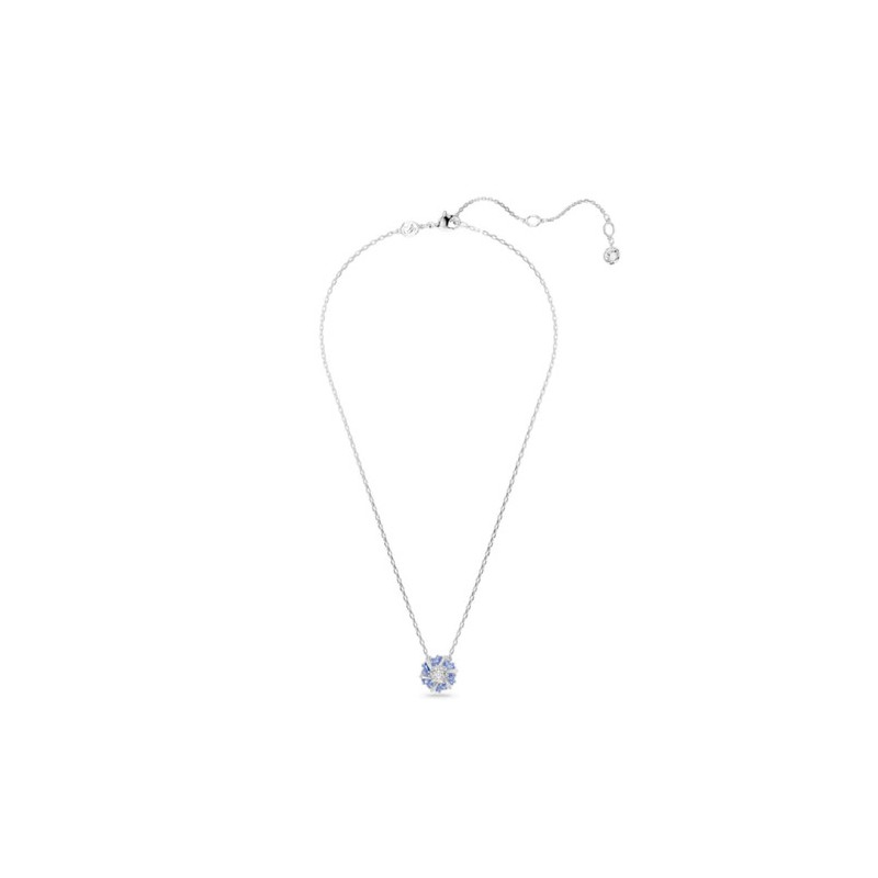 COLLIER FEMME SWAROVSKI IDYLLIA METAL ARGENTE CRISTAUX BLANC ET BLEU