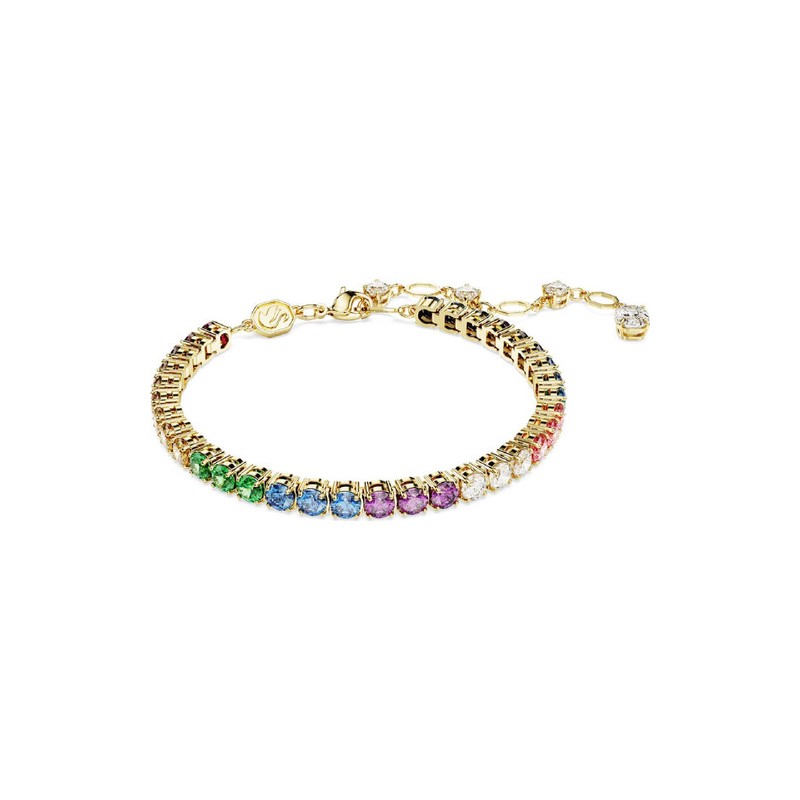 BRACELET FEMME SWAROSVKI CAPSULE PRIDE METAL DORE ET CRISTAUX MULTICOLORES
