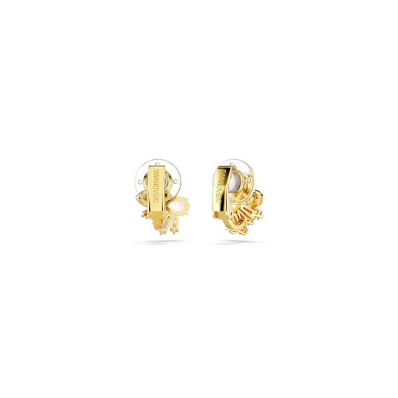 BOUCLES D OREILLES FEMME SWAROVSKI GEMA CE METAL DORE CRISTAUX ROSE