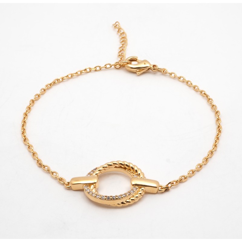 Bracelet fantaisie femme carador en plaqué or avec oxydes de zirconium cercles entrelacés