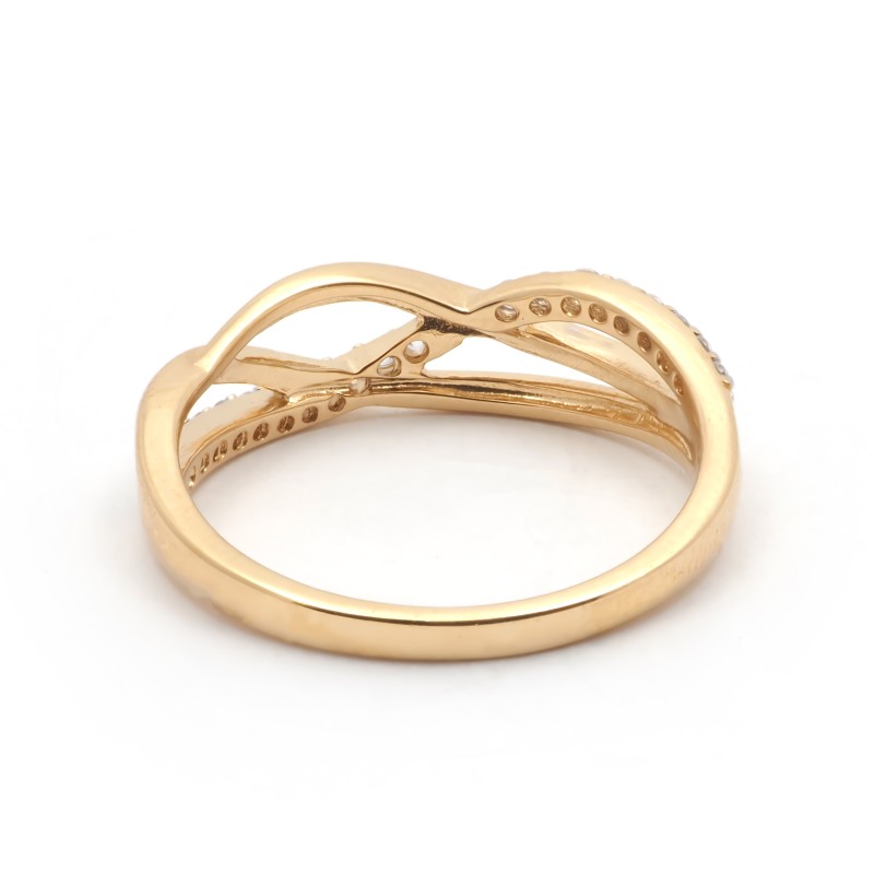 Bague fantaisie style vagues femme carador en plaqué or avec oxydes de zirconium