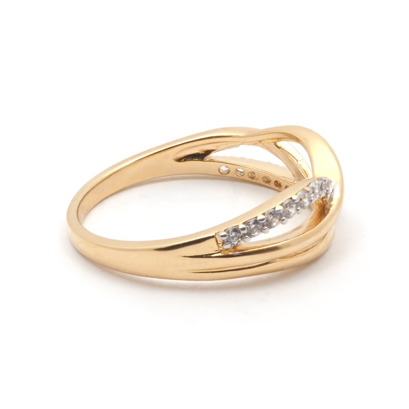 Bague fantaisie style vagues femme carador en plaqué or avec oxydes de zirconium