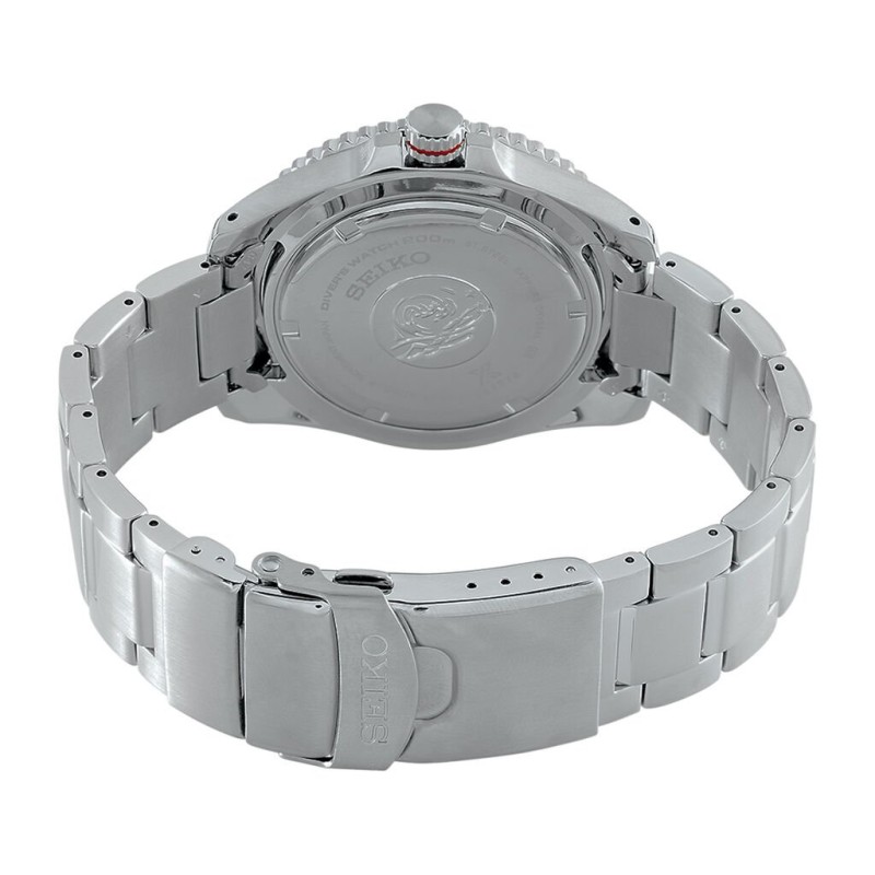 Montre Homme Seiko prospex en acier argenté avec lunette bleu et rouge