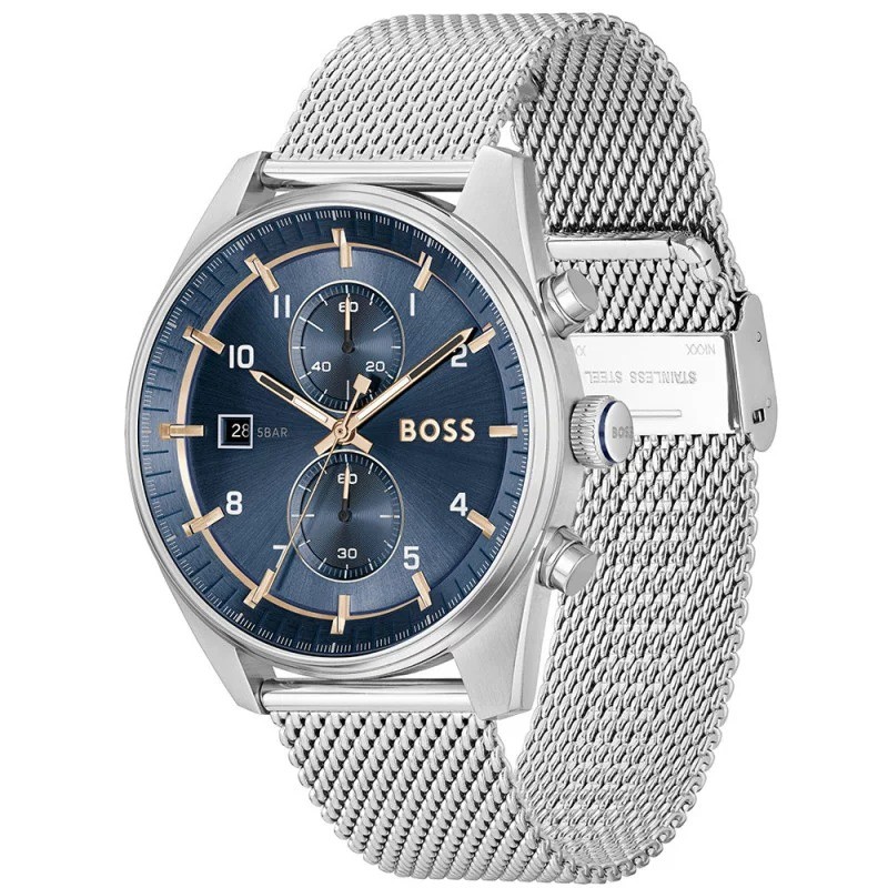 Montre Boss Skytraveler en Acier Argenté