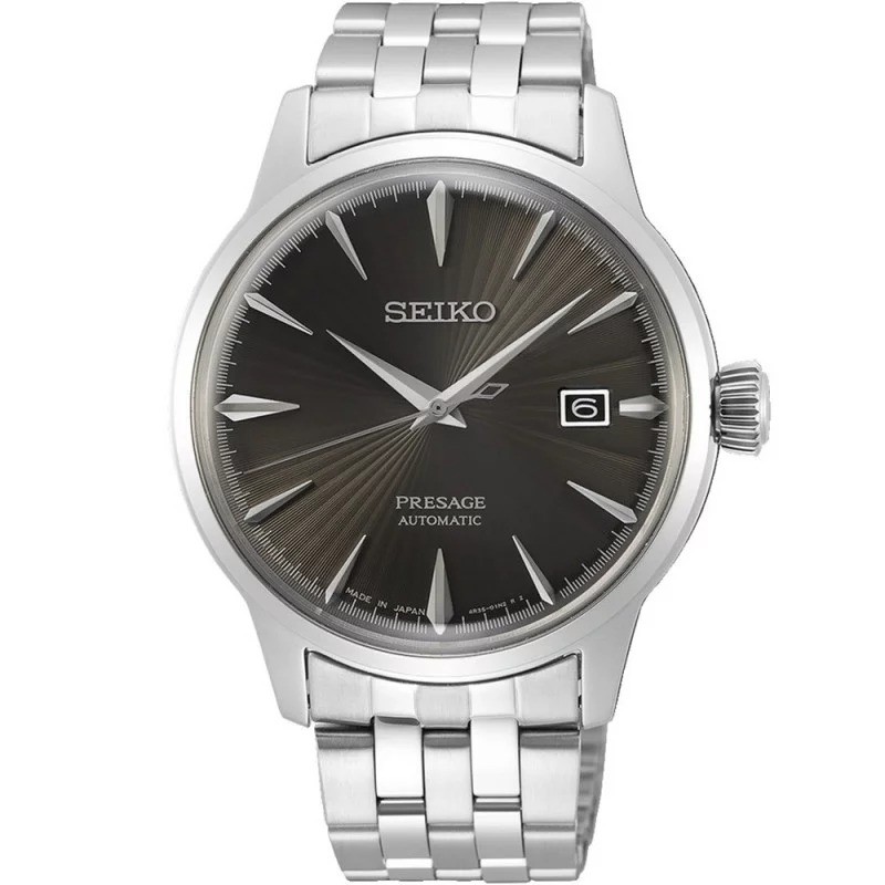 Montre Homme Seiko bracelet acier argenté cadran noir