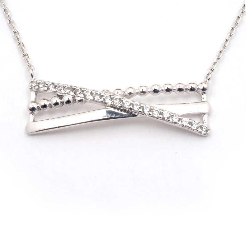 Collier Carador Illusion or blanc 375/000 et oxydes de zirconium