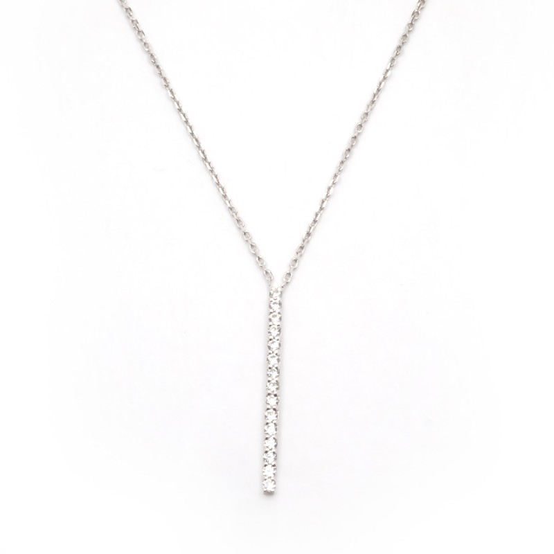 Collier Carador Or blanc 375/000 et oxydes Minimaliste