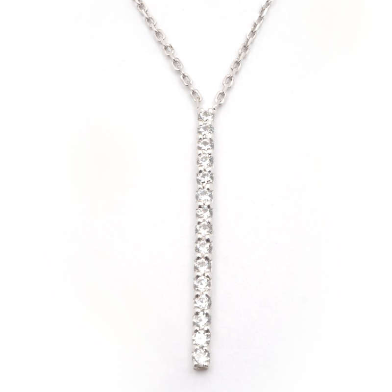 Collier Carador Or blanc 375/000 et oxydes Minimaliste