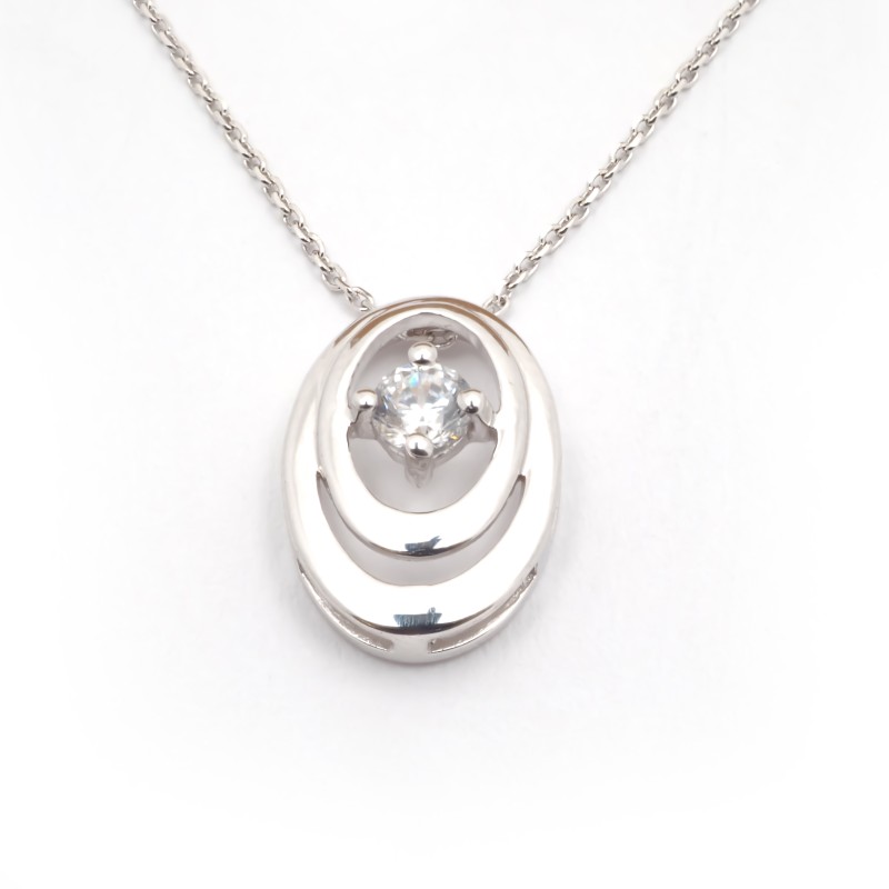 Collier spirales Carador en or blanc 375/000 et oxydes de zirconium