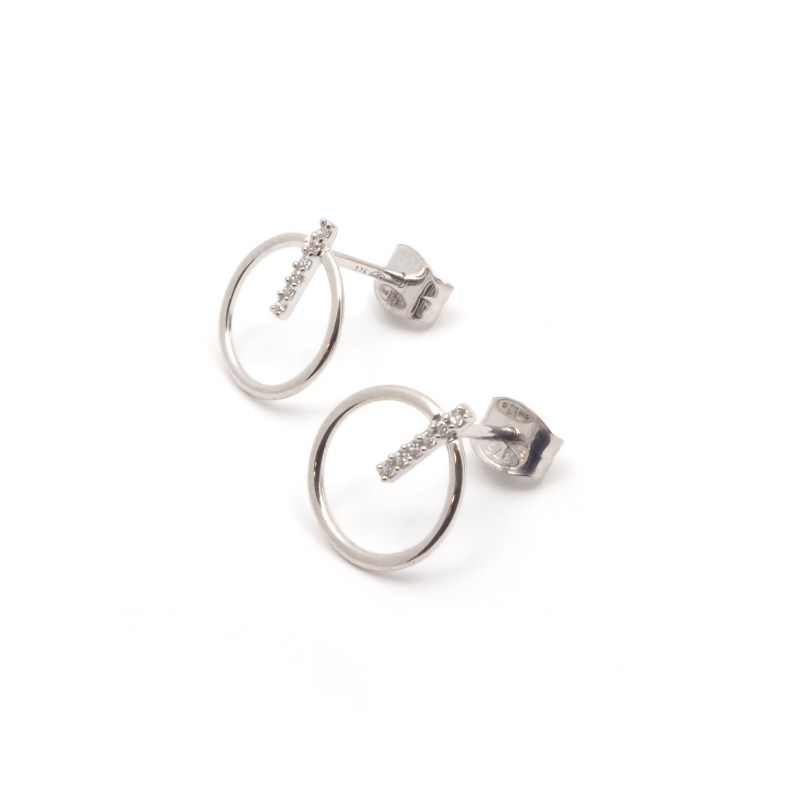 Boucles d'oreilles Carador minimaliste anneau or 375/000 et oxydes de zirconium DJE1217
