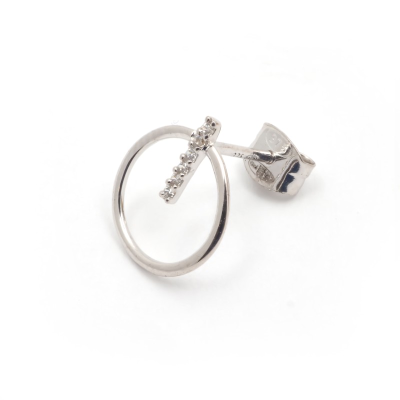 Boucles d'oreilles Carador minimaliste anneau or 375/000 et oxydes de zirconium DJE1217