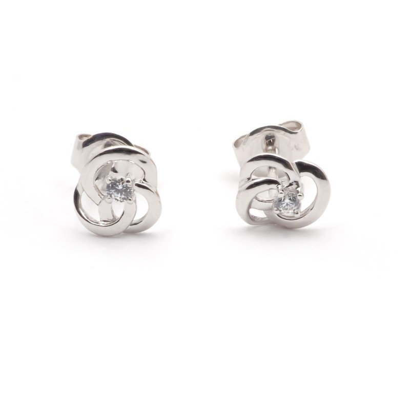 Boucles d'oreilles en or blanc 375/000 et oxyde de zirconium