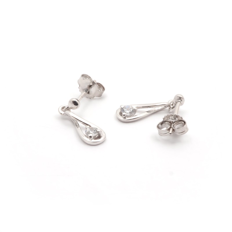 BOUCLES D'OREILLES  CARADOR OR BLANC 375/000 OXYDE DE ZIRCONIUM