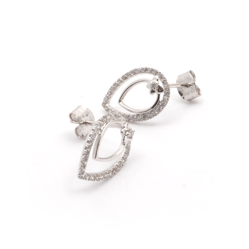 Boucles d'oreilles Carador Pétale or blanc 375/000 et oxydes de zirconium