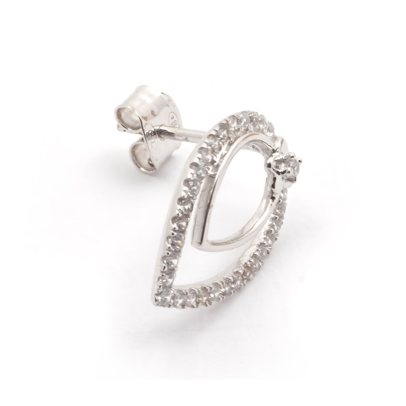 Boucles d'oreilles Carador Pétale or blanc 375/000 et oxydes de zirconium