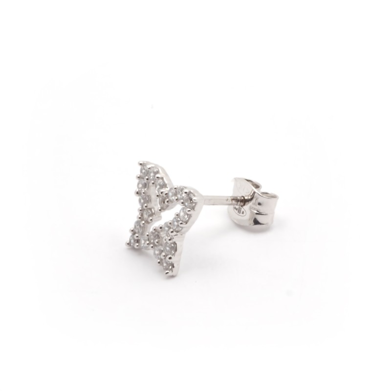 Boucles d'oreilles Carador papillon or blanc 375/000 et oxydes de zirconium