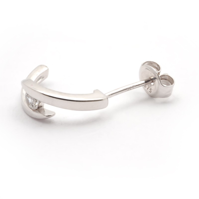 Boucles d'oreilles Carador demi-créoles or blanc 375/000 et oxyde de zirconium