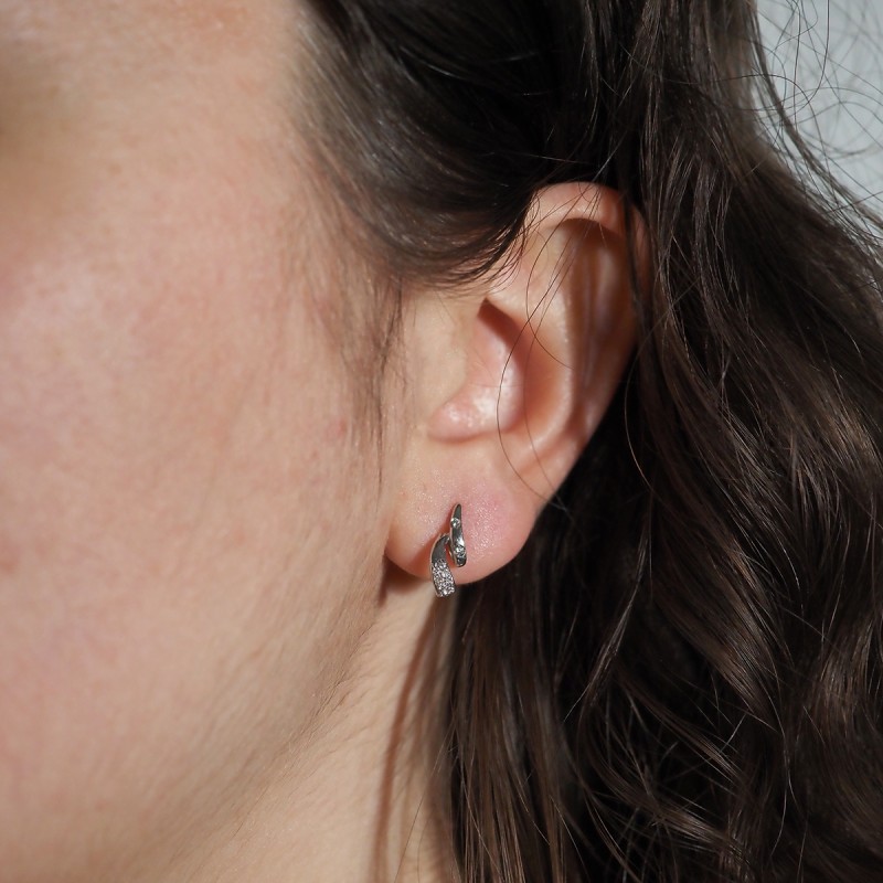 Boucles d'oreilles Carador Or blanc 375/000 et oxydes