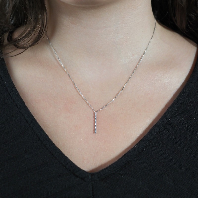 Collier Carador Or blanc 375/000 et oxydes Minimaliste