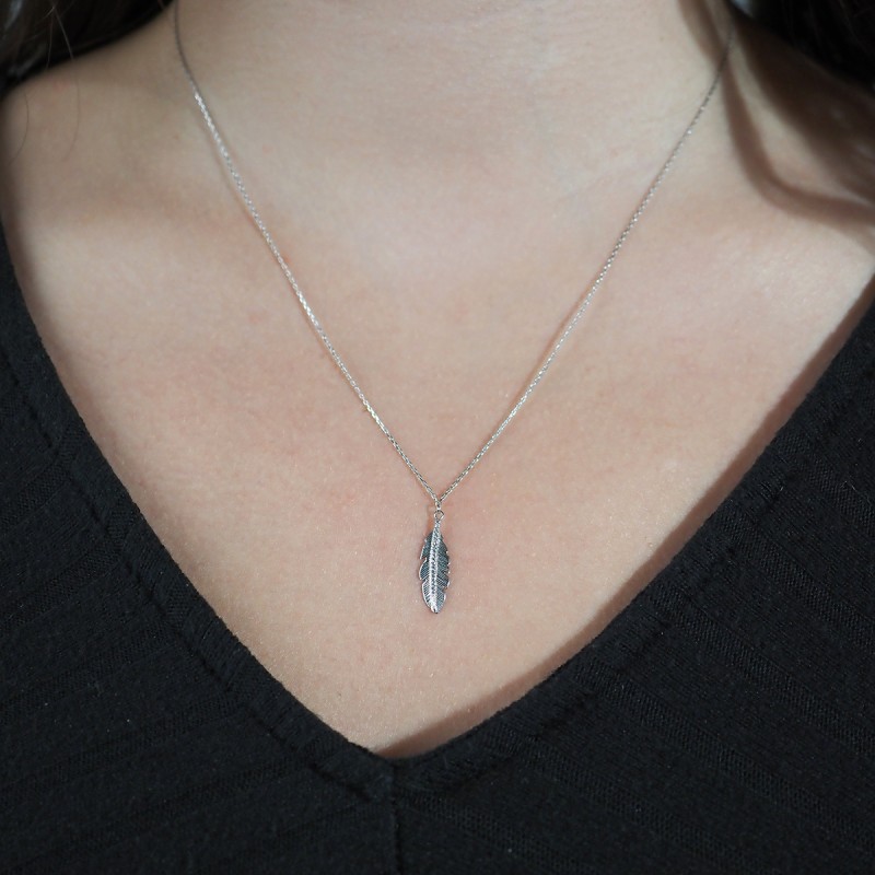 Collier Carador collection trendy plume or banc 375/000 et zircons