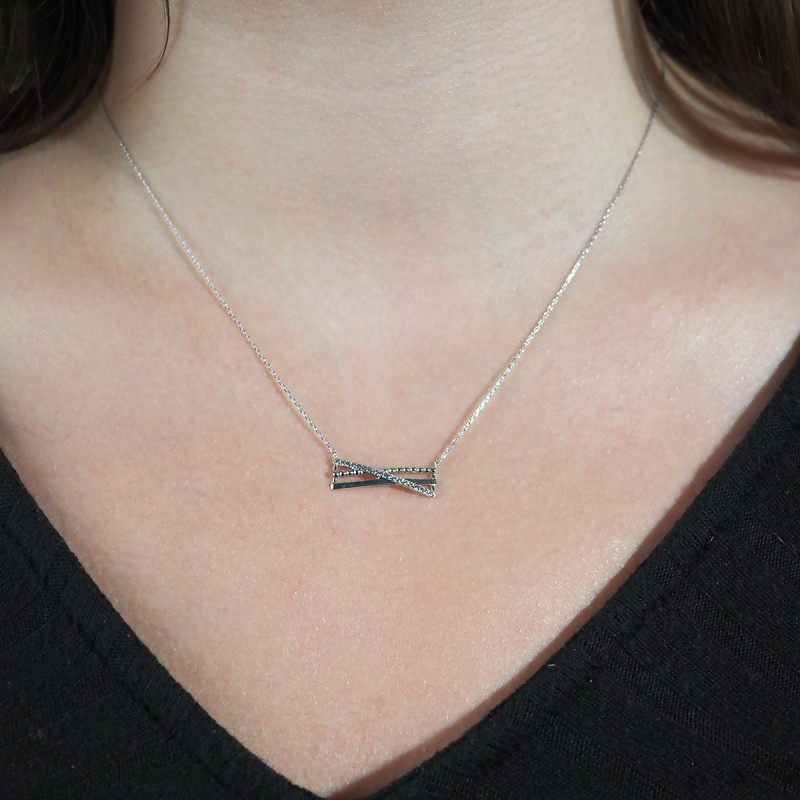 Collier Carador Illusion or blanc 375/000 et oxydes de zirconium