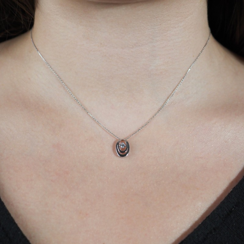 Collier spirales Carador en or blanc 375/000 et oxydes de zirconium