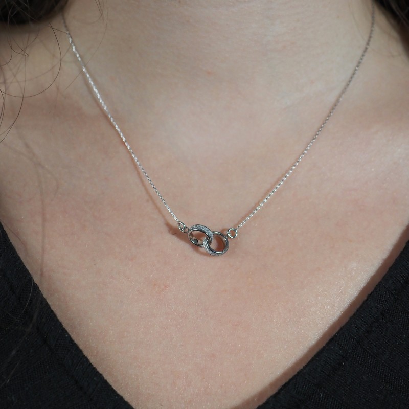 Collier Carador en or blanc 375/000 et glitter