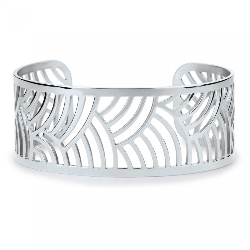 MANCHETTE FEMME ACIER ARGENTE MOTIF JAPONAIS