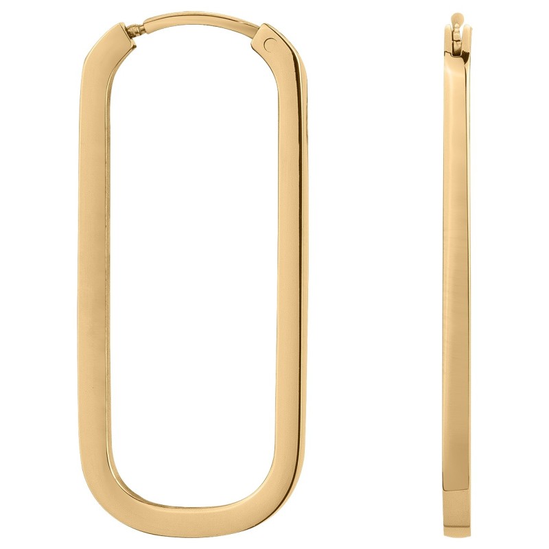 BOUCLES D OREILLES CREOLES ALLONGEES ACIER DORE