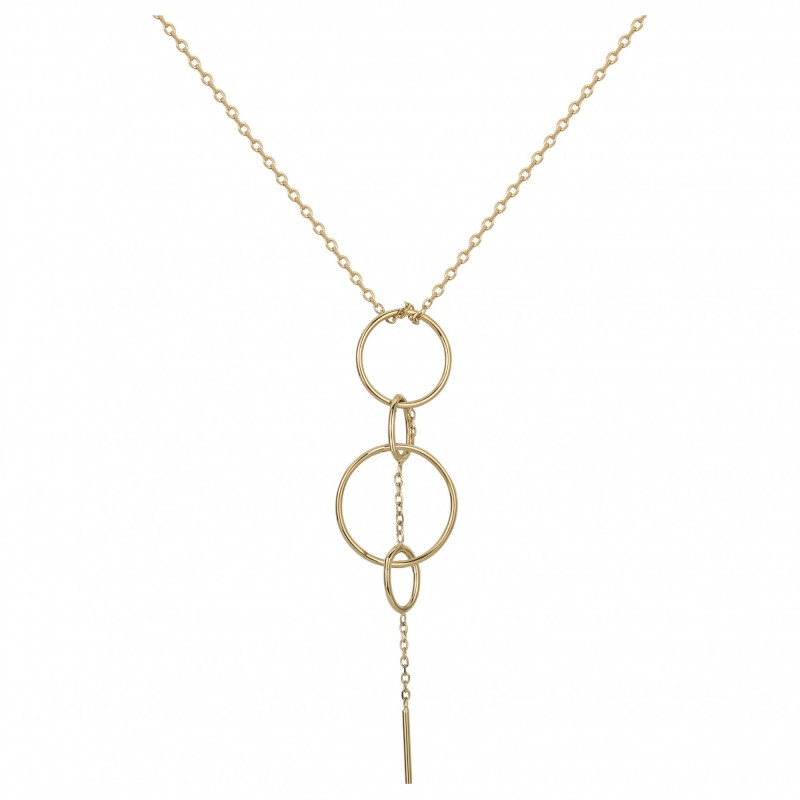 COLLIER SAUTOIR FEMME ACIER DORE MULTI CERCLES