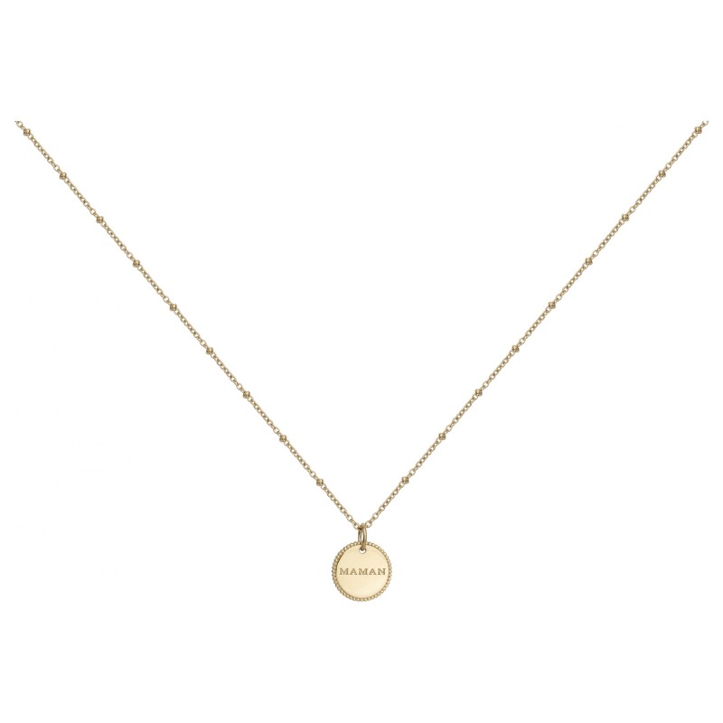 COLLIER FEMME ACIER DORE "MAMAN"