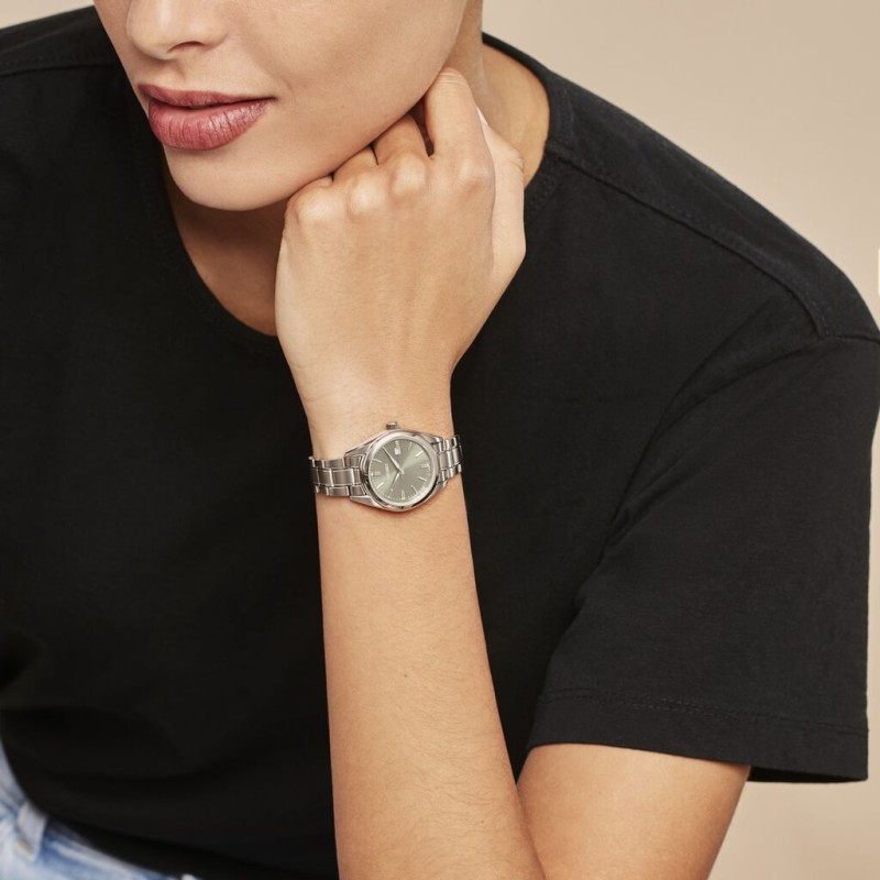 Montre Homme Seiko bracelet en acier et cadran kaki