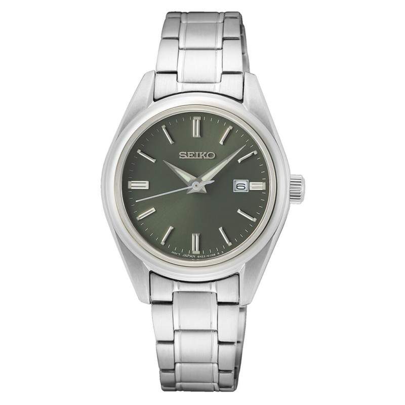 Montre Homme Seiko bracelet en acier et cadran kaki