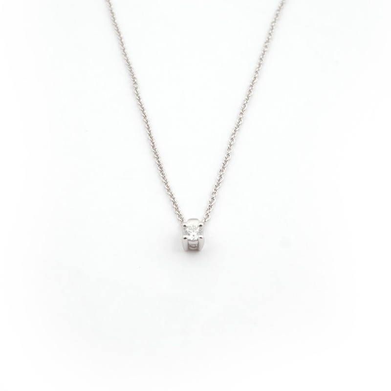 Collier Solitaire carador Or blanc 750/000 et diamant 0,1 cts
