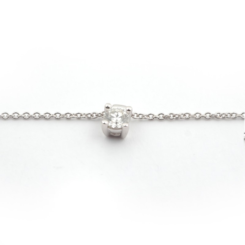 Collier Solitaire Carador Or blanc 750/000 et diamant 0,2cts