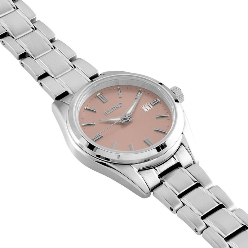 Montre Mixte Seiko bracelet en acier et cadran rose