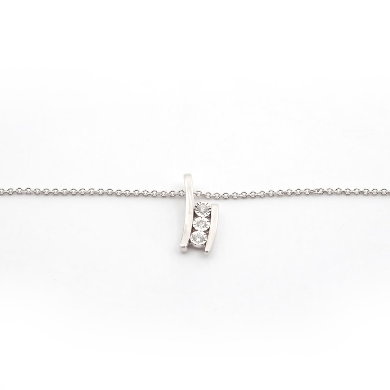 Collier Femme Carador Trilogie de diamants en or blanc 750/000