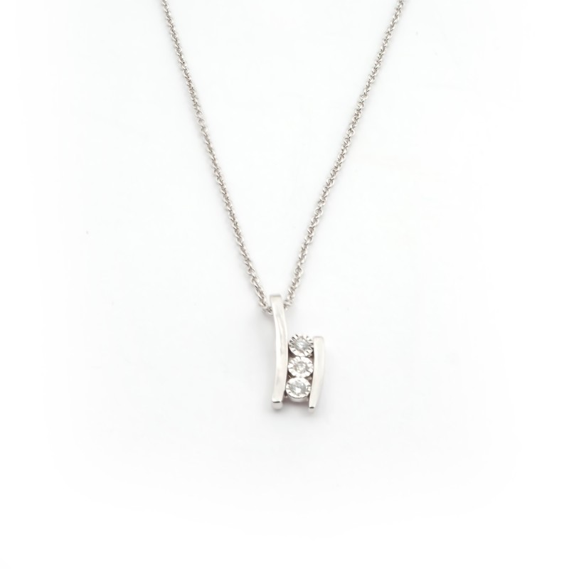 Collier Femme Carador Trilogie de diamants en or blanc 750/000