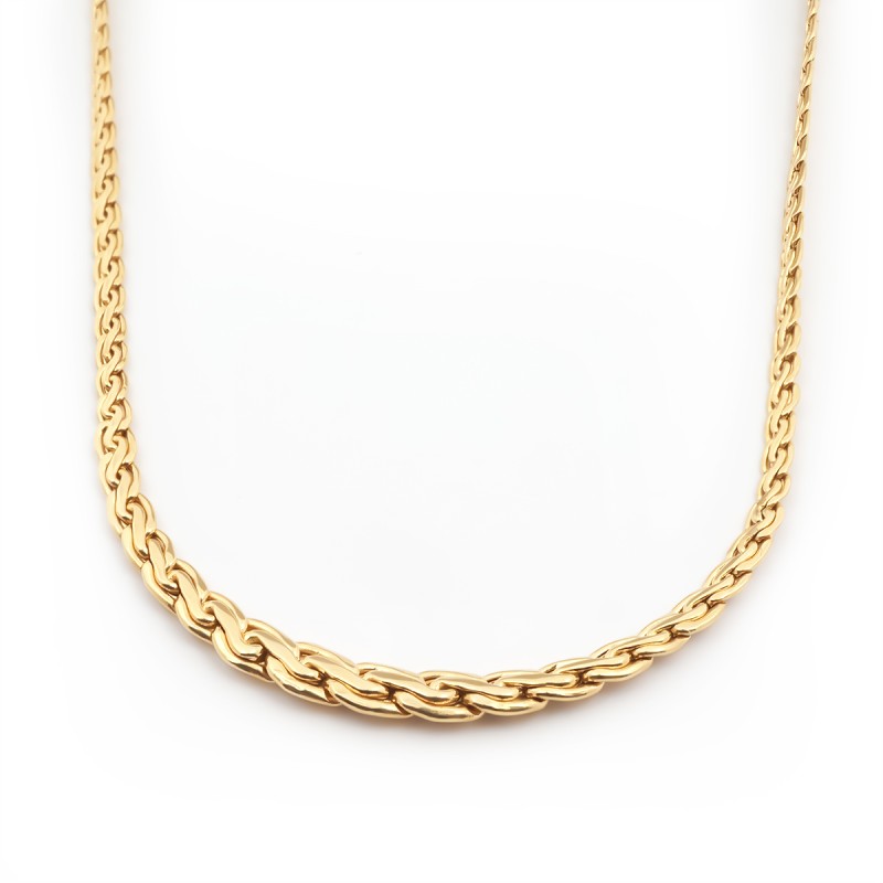 Collier CARADOR maille palmier  fantaisie en or jaune 18 CARATS