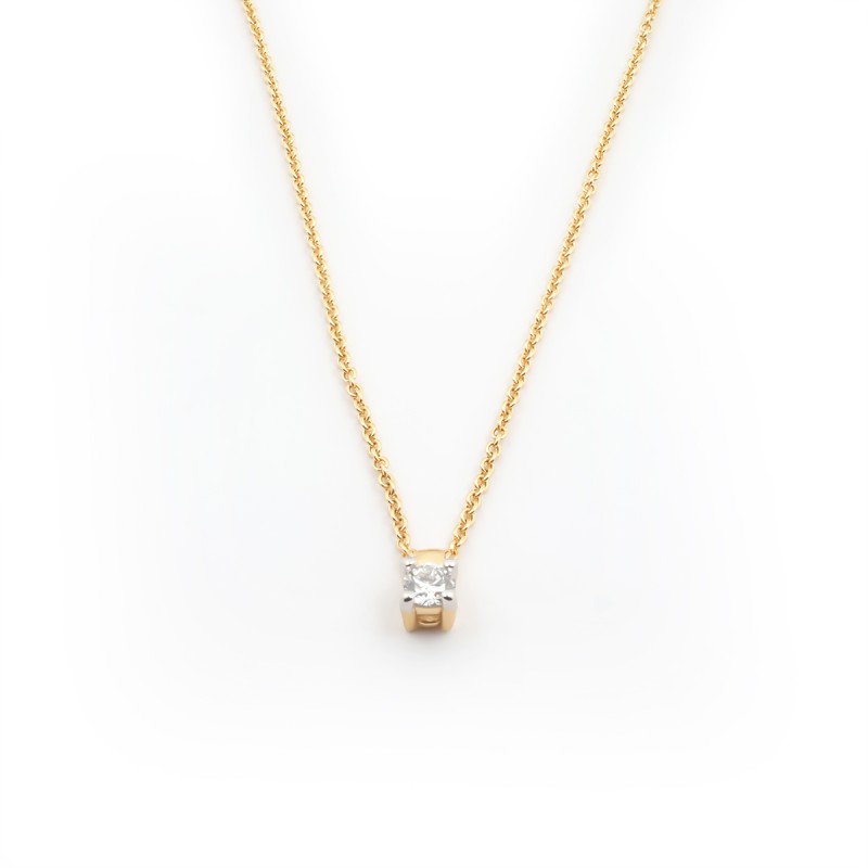 Collier Solitaire carador Or jaune 750/000 et diamant 0,1 cts