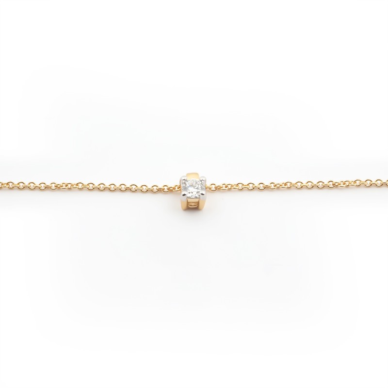 Collier Solitaire carador Or jaune 750/000 et diamant 0,1 cts